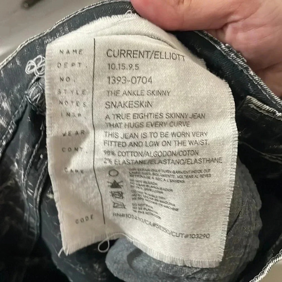 Current/Elliot Snakeskin Skinny Jeans Size 24 - Picture 8 of 9